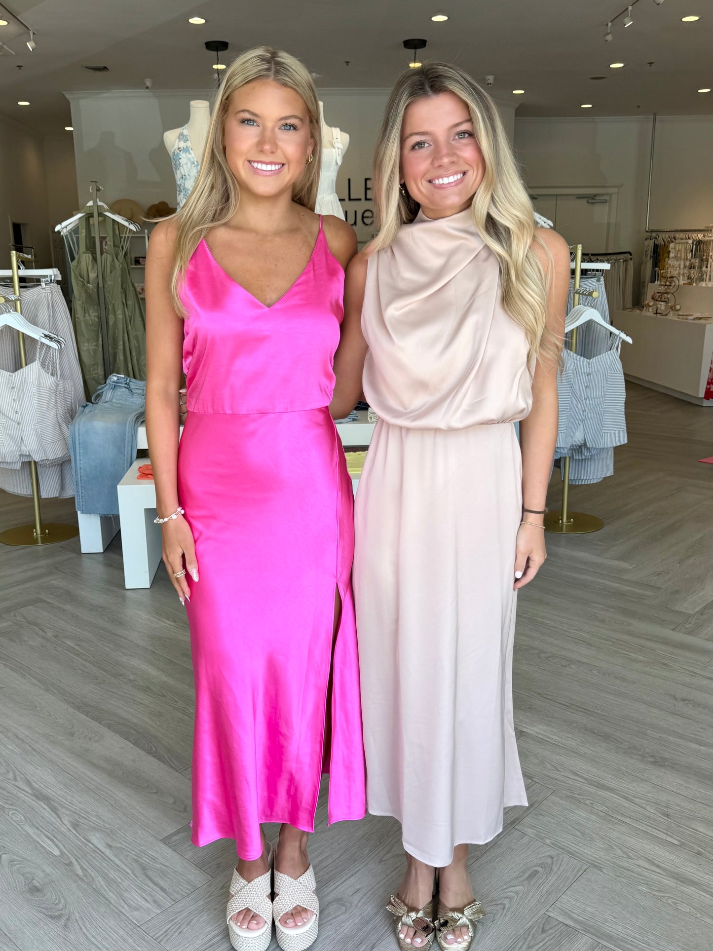 Hot Pink Silk Slit