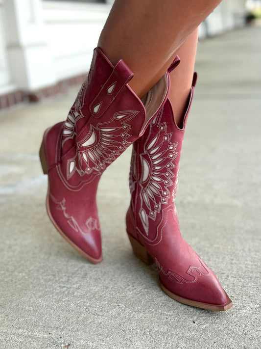 Britney Cowboy Boot in Ruby Red