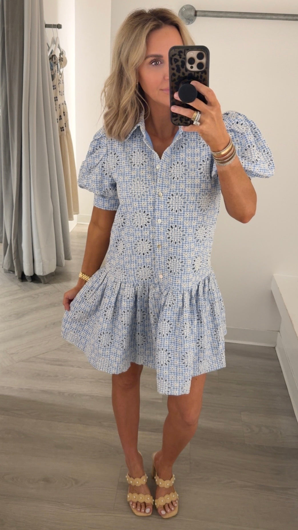 Light Blue Eyelet Mini Dress