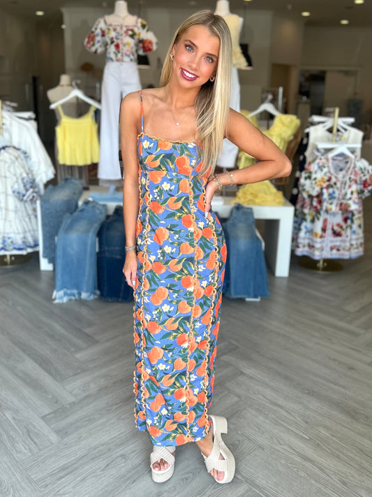 Orange Lace Trim Maxi