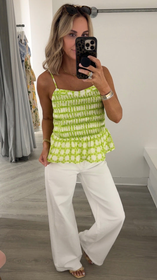 Chartreuse Chainlink Cami Top