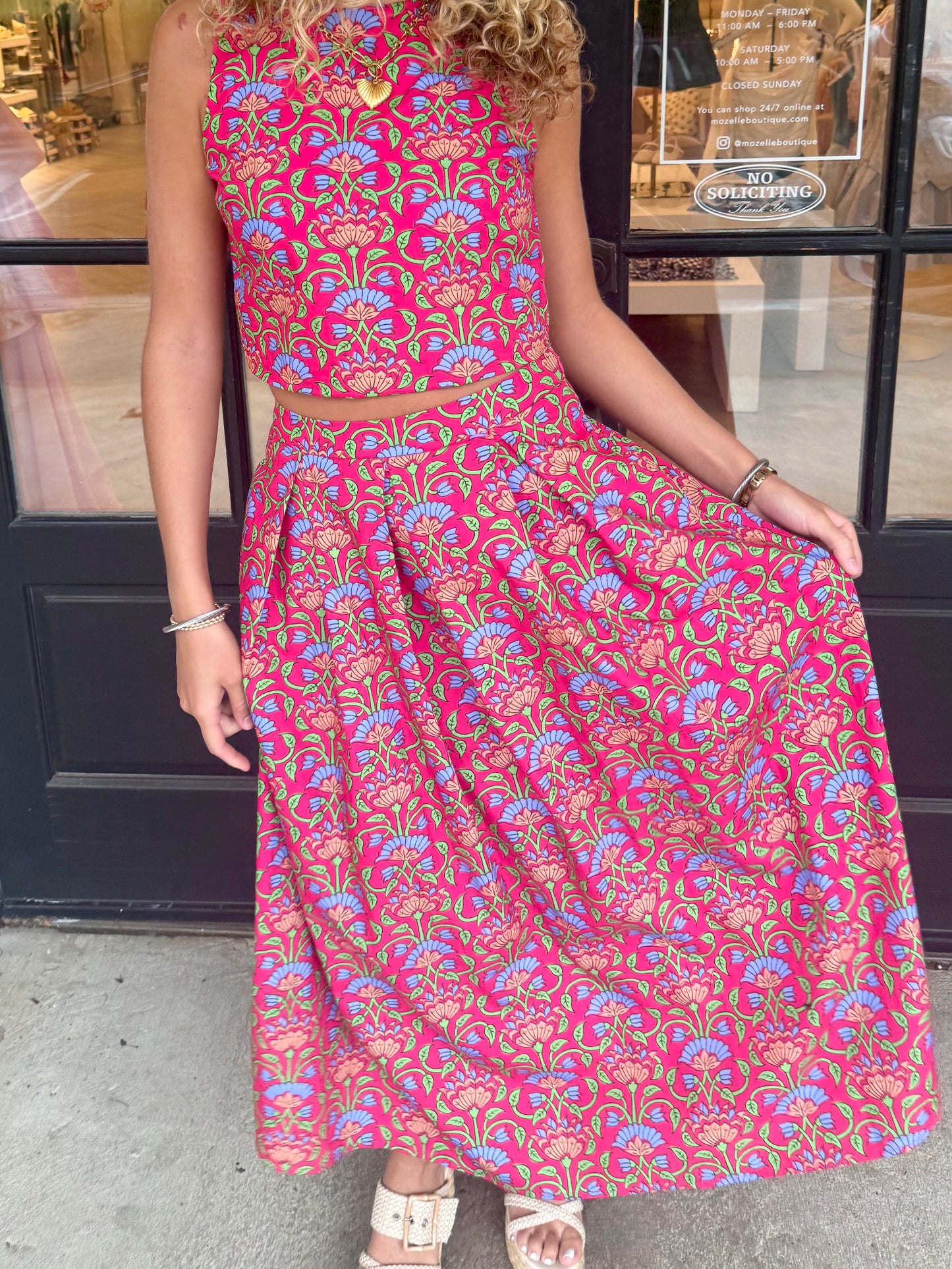 Vibrant Bloom Midi Skirt