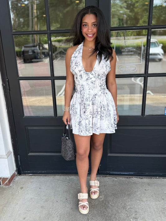 White/Black Smocking Fit Mini