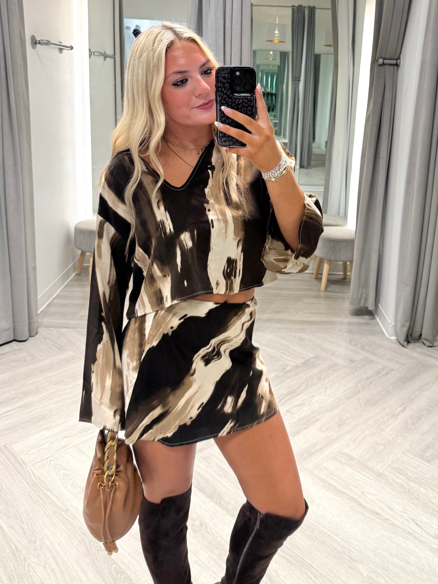 Mocha Swirl Mini Skirt