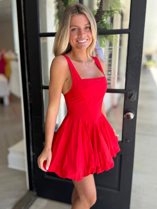 Red Bubble Hem Mini