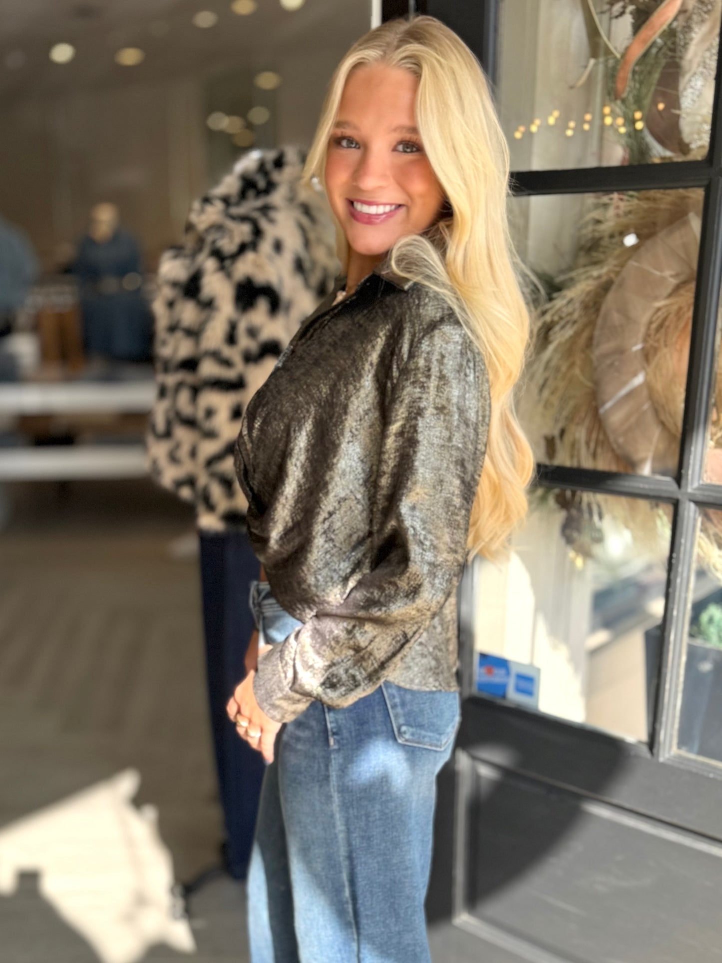 Twisted Shimmer Satin Shirt