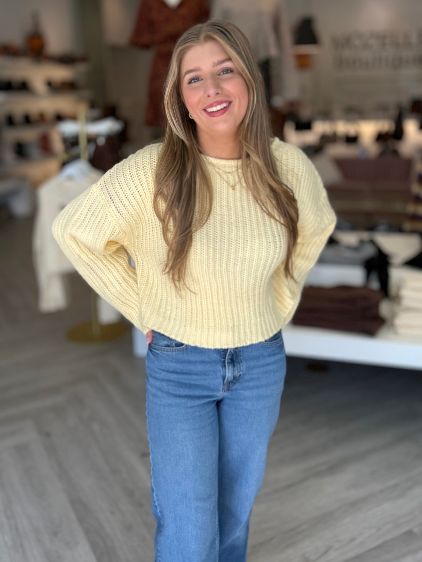 Yellow Chunky Crop Sweater
