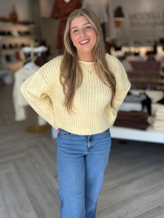 Yellow Chunky Crop Sweater