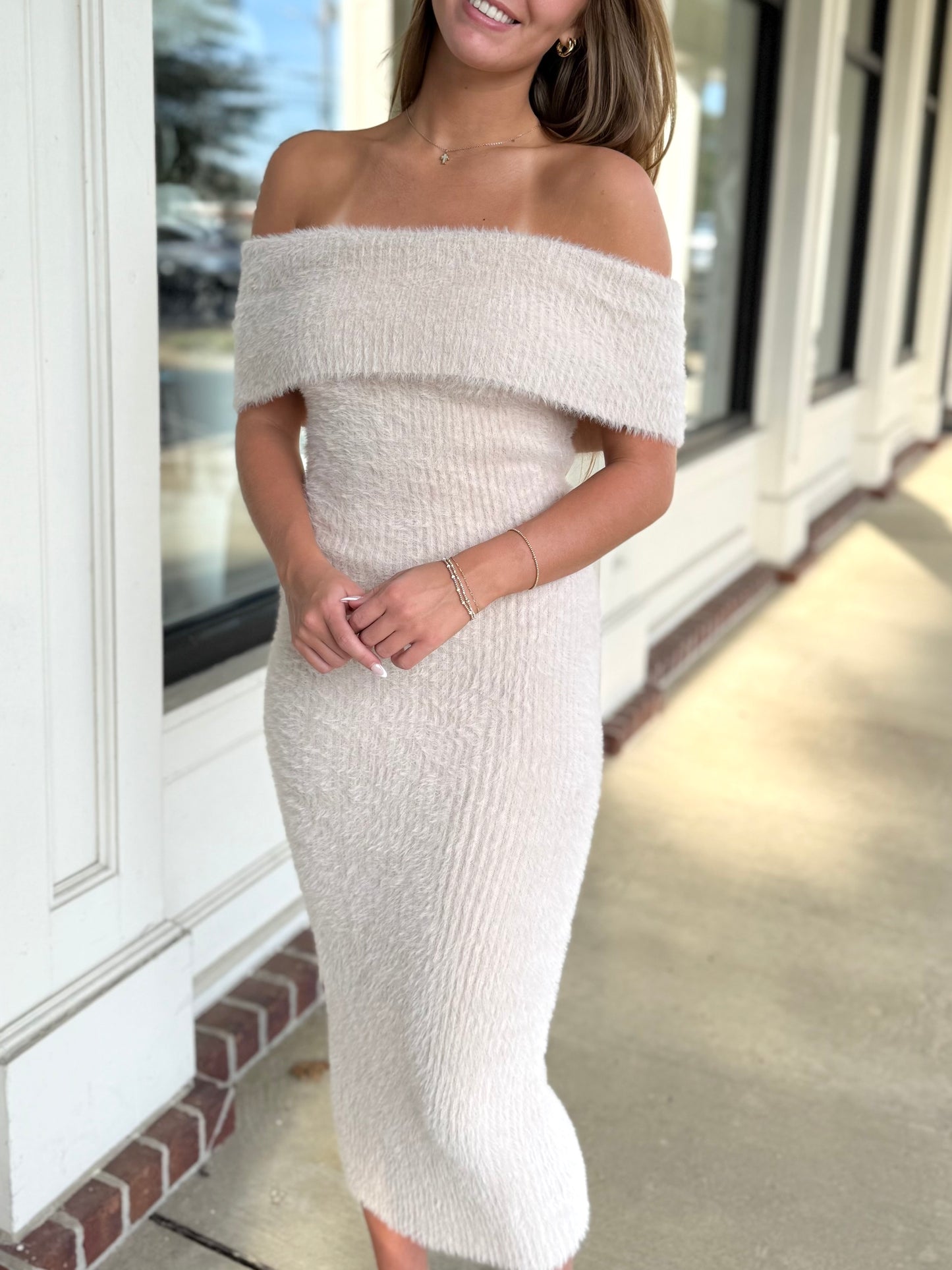 Fuzzy Chenille Sweater Dress