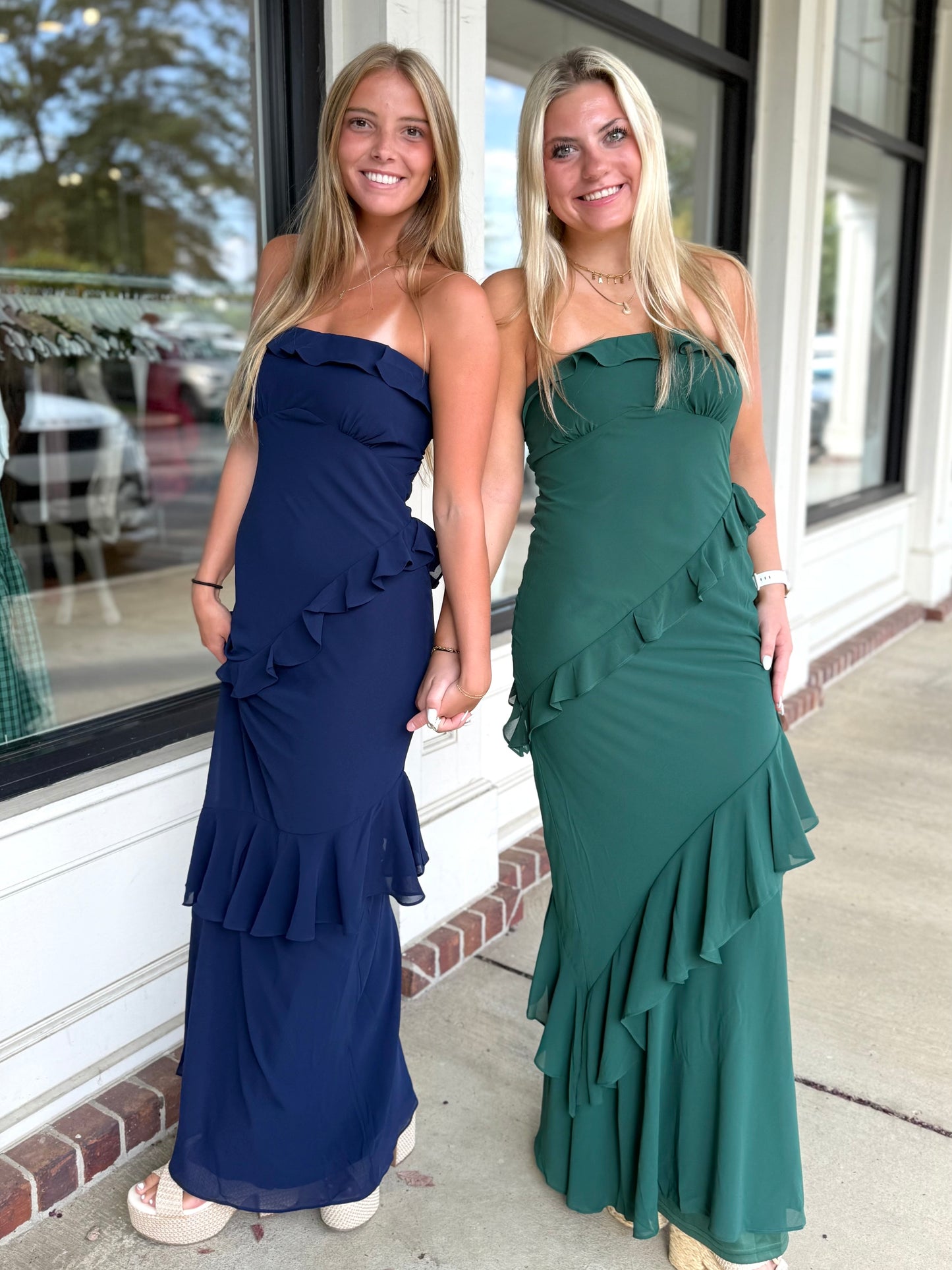 Navy Ribbon Strapless Maxi