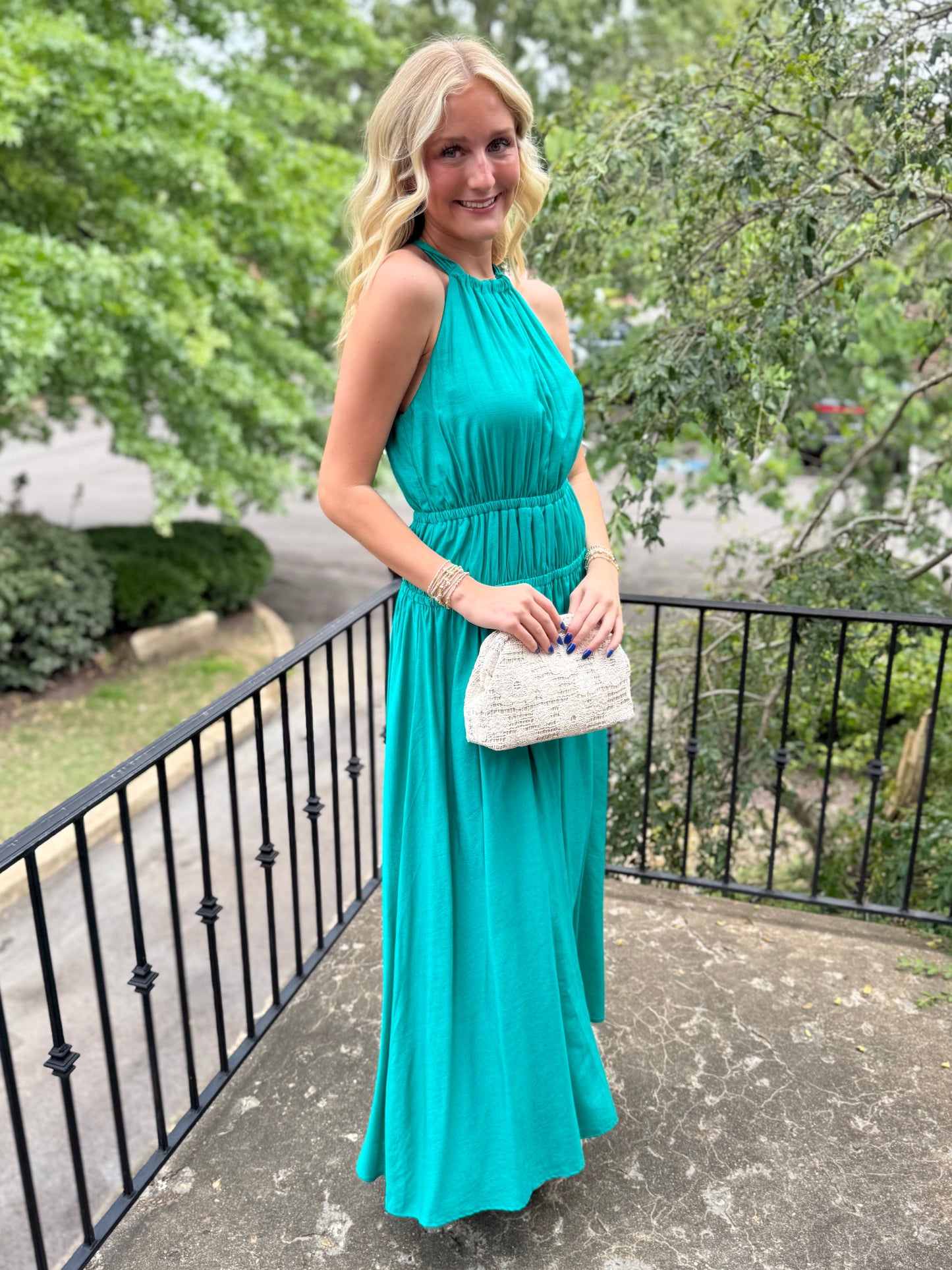Teal Elastic Waist Maxi
