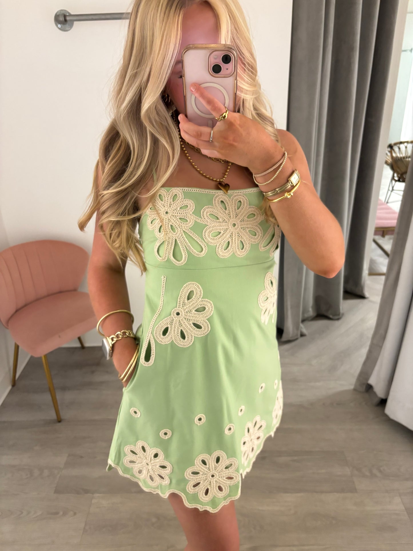 Embroidered Spagetti Strap Mini (2 colors)