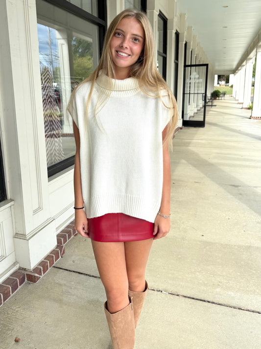 Red Leather Mini Skirt