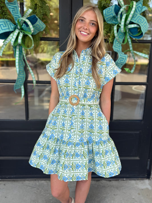 Blue Row Floral Mini