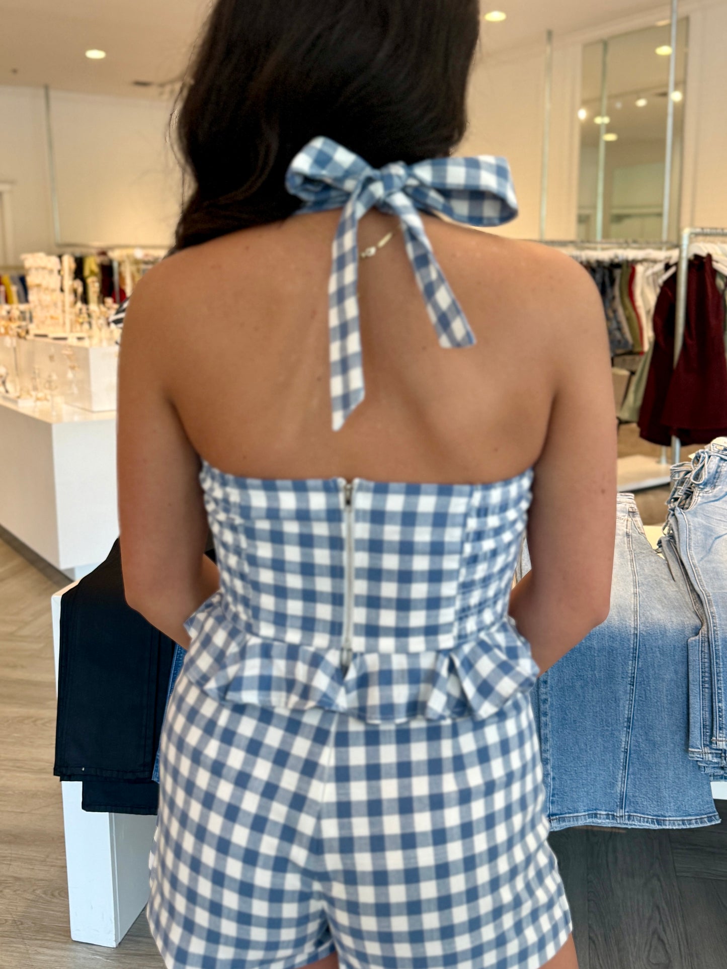 Blue Gingham Skort