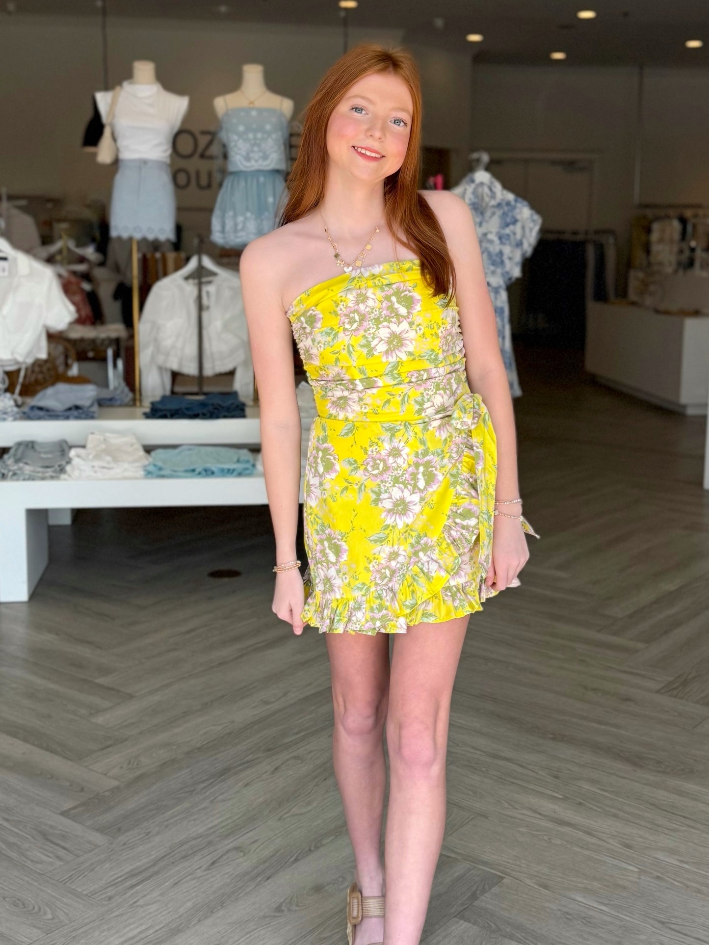 Yellow Floral Overlap Romper
