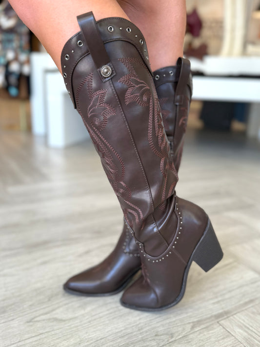 Black Studded Cowgirl Boot