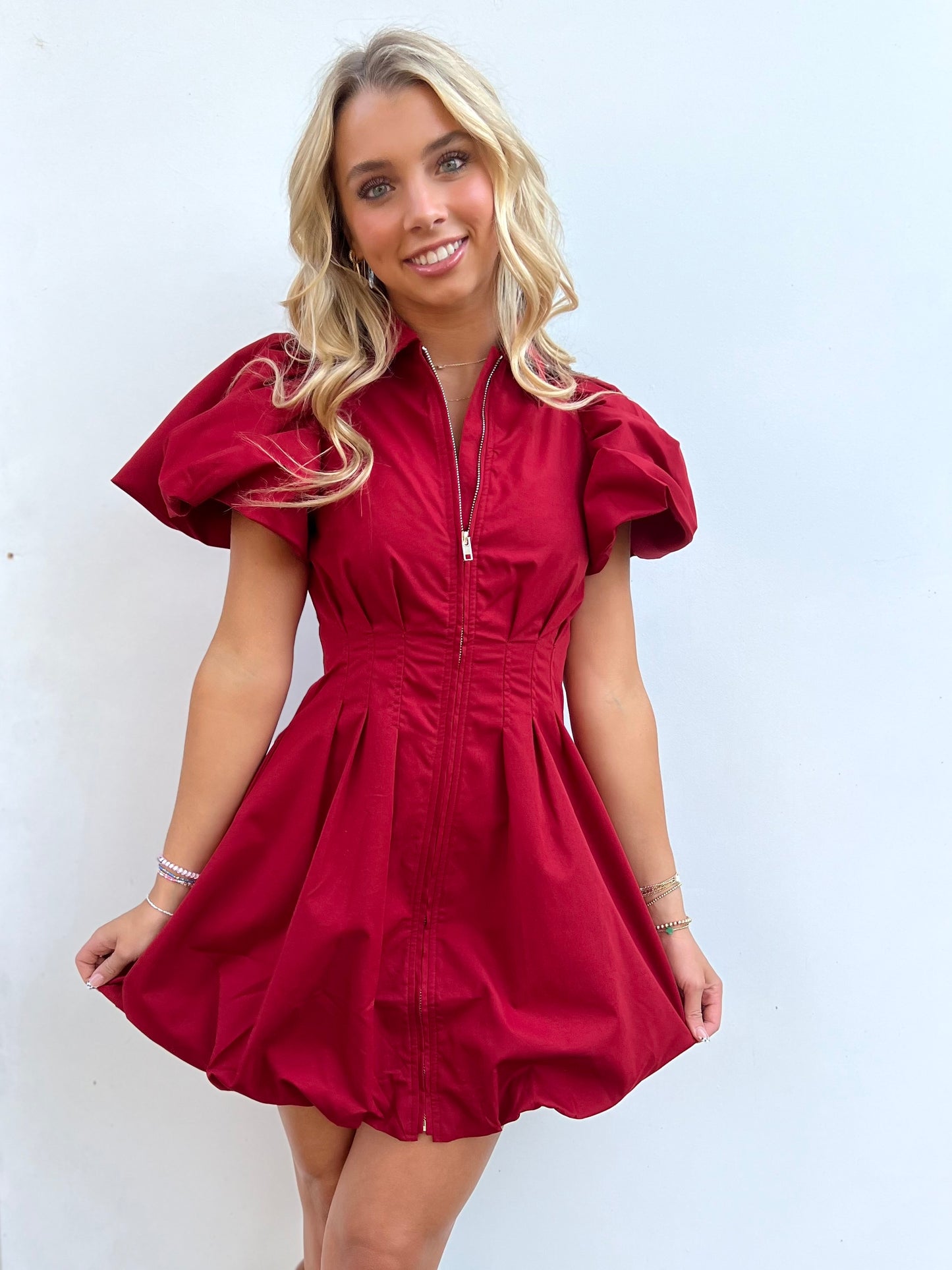 Zip Puff Bubble Dress