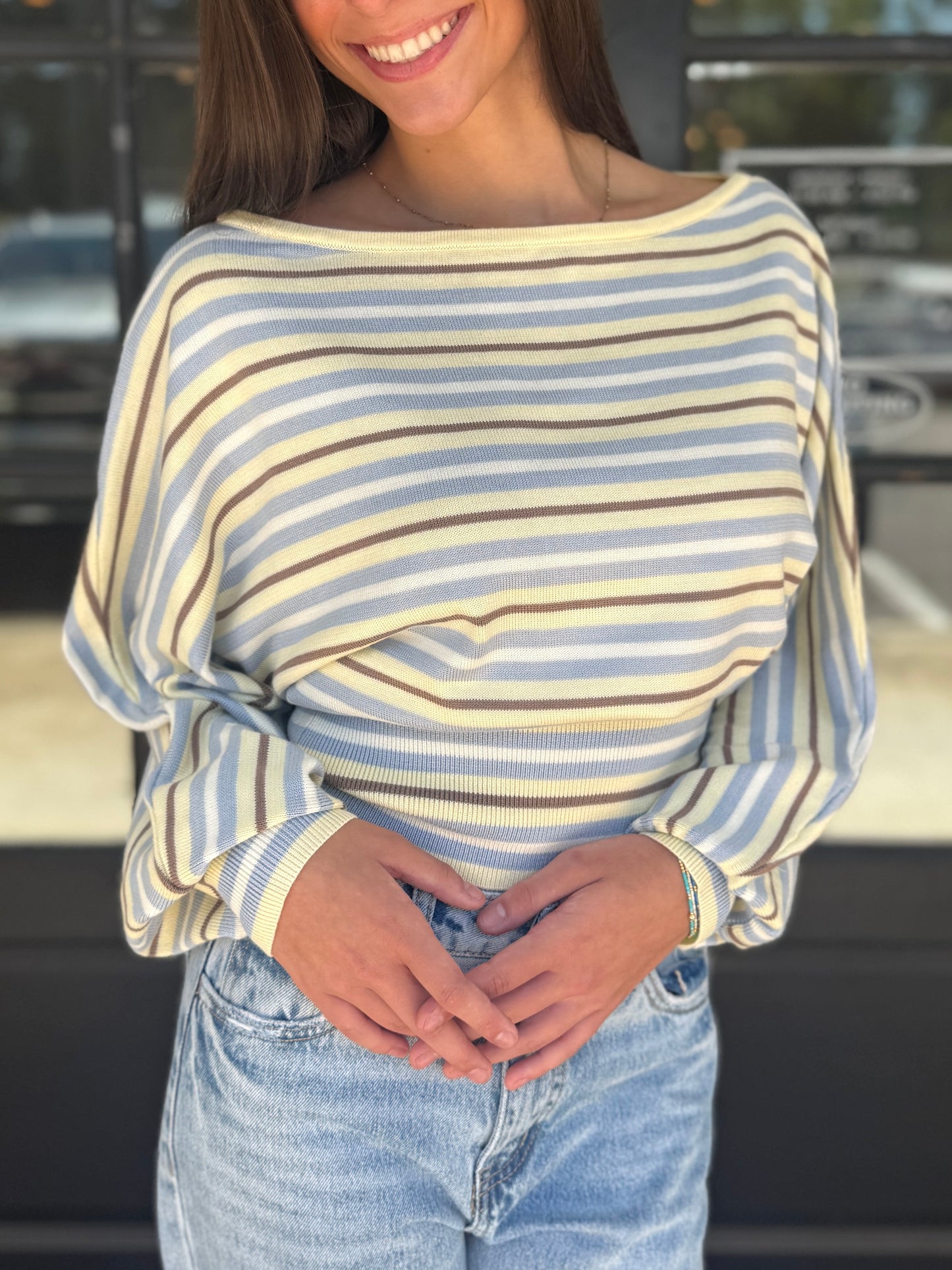 Yellow Multi Dolman Sweater
