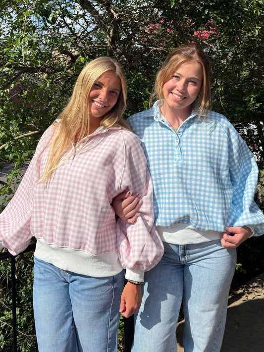 Gingham Piper Snap Sweater (2 colors)