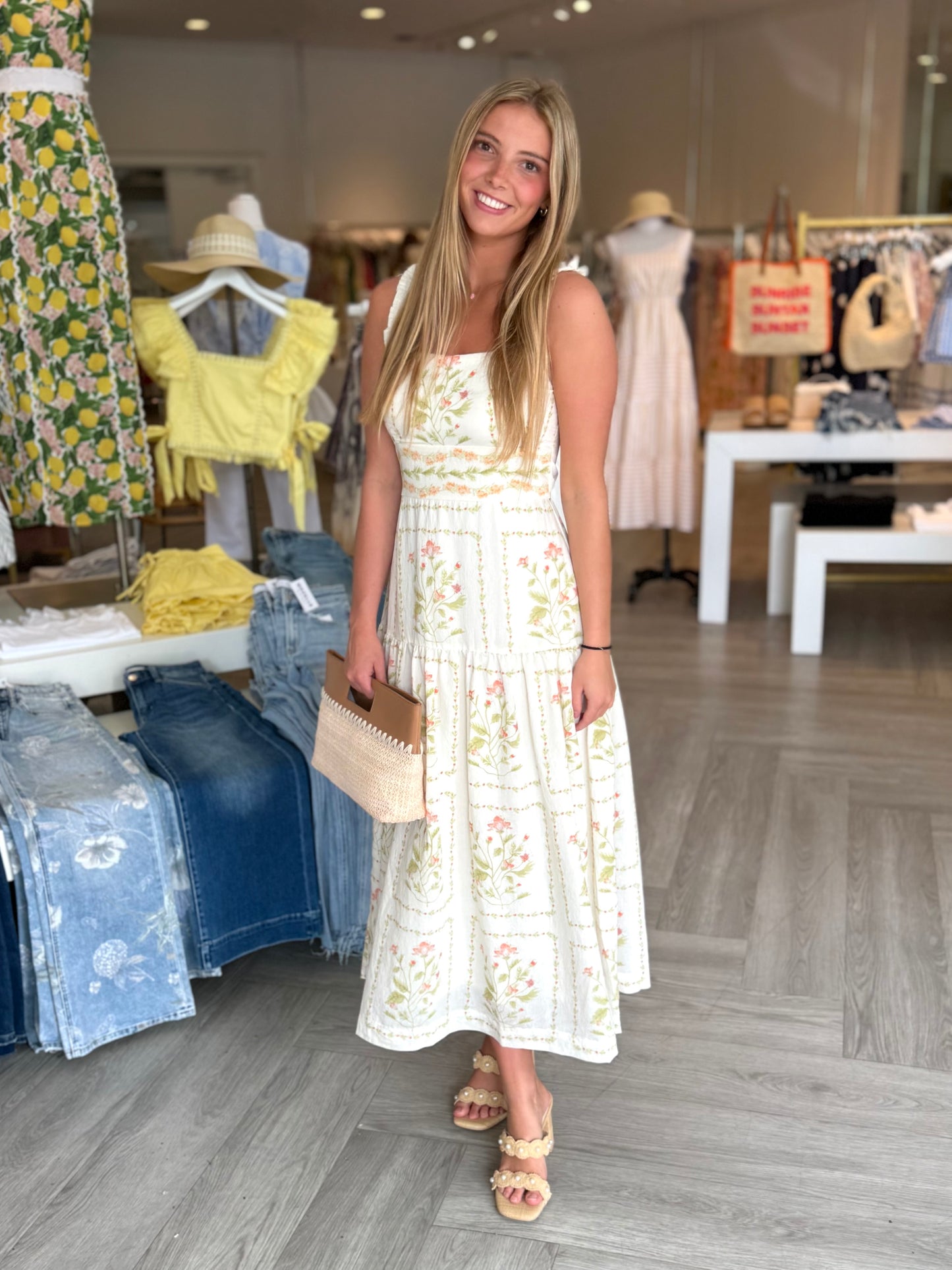 Floral Drop Waist Midi Dress