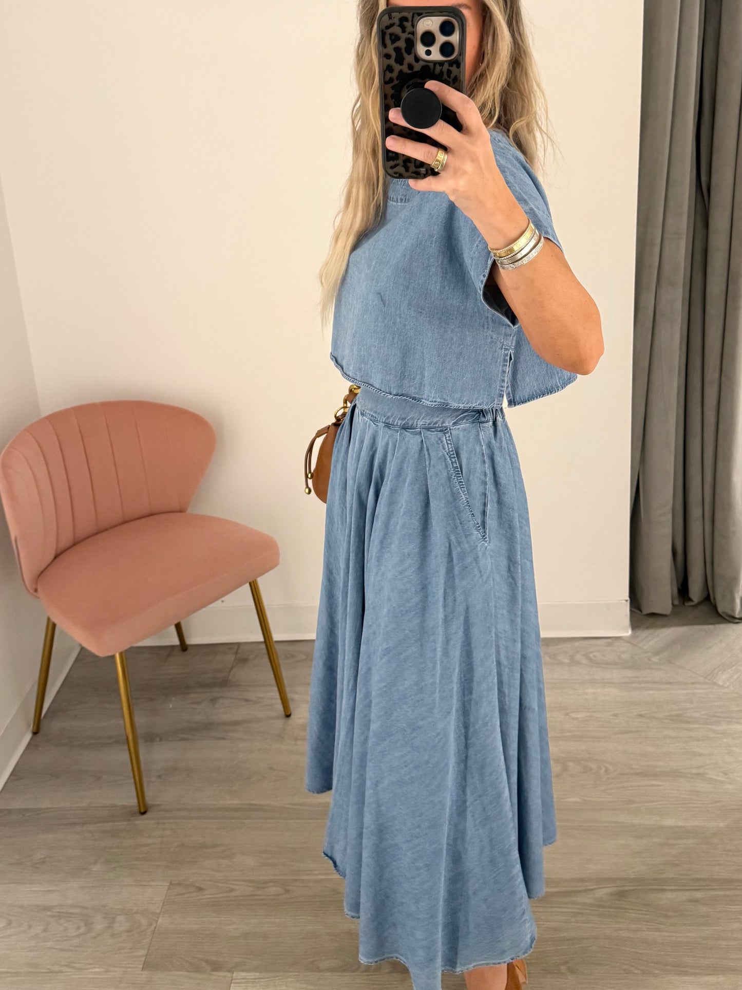 Medium Denim Midi Skirt