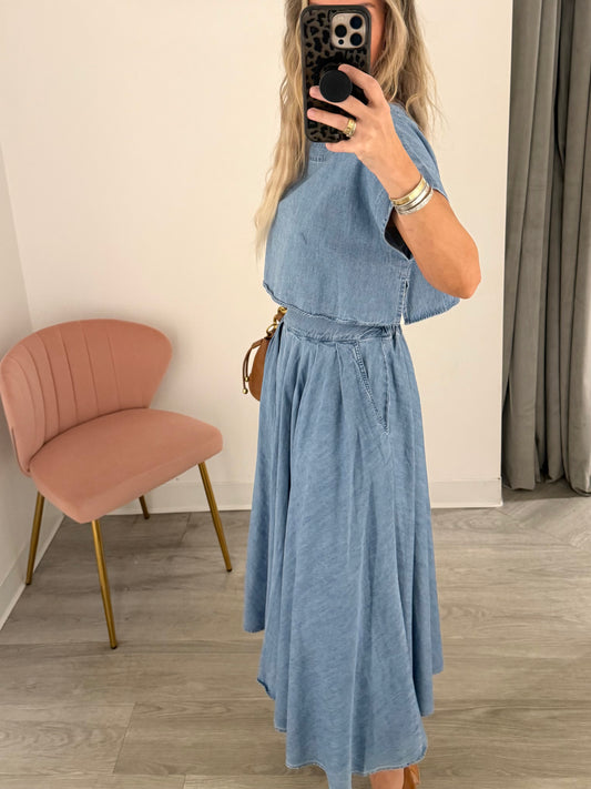 Medium Denim Midi Skirt