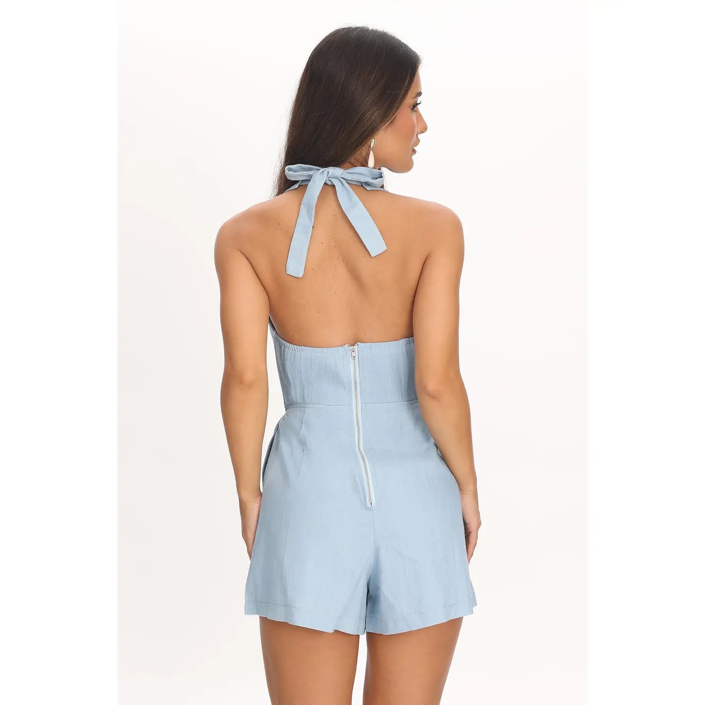 Light Blue Woven Romper