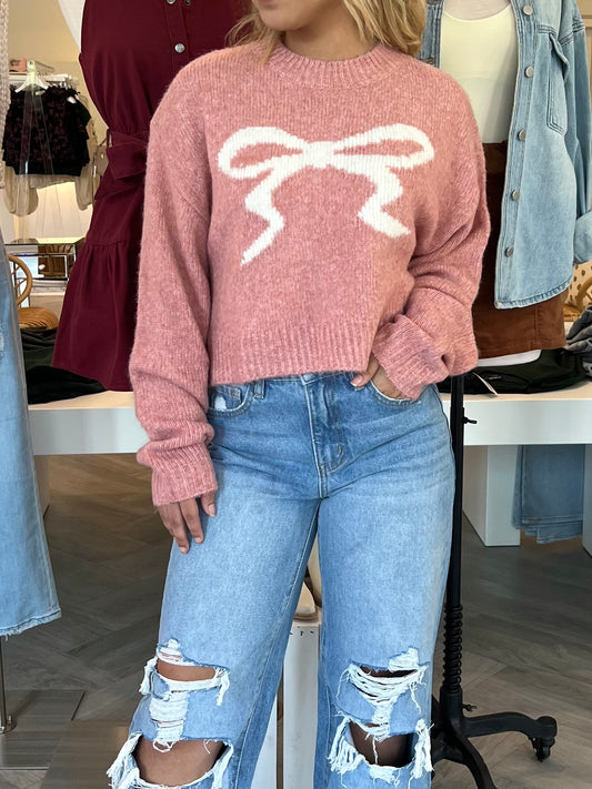 Blush/Cream Crew Neck Sweater Top