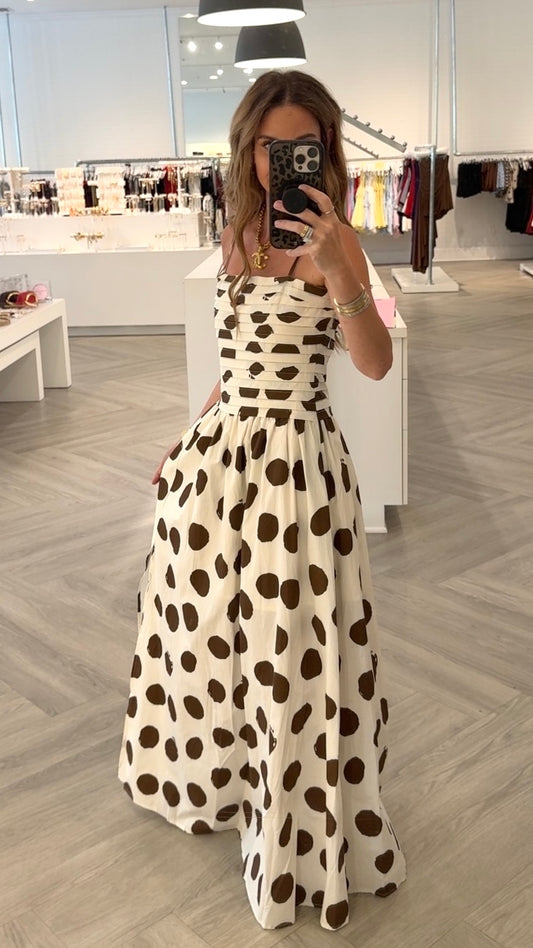 Ivory/Brown Polka Dot Maxi