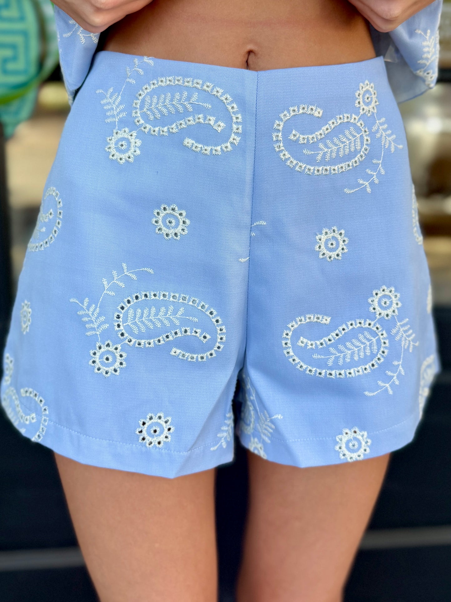 Blue Stitched Vine Top