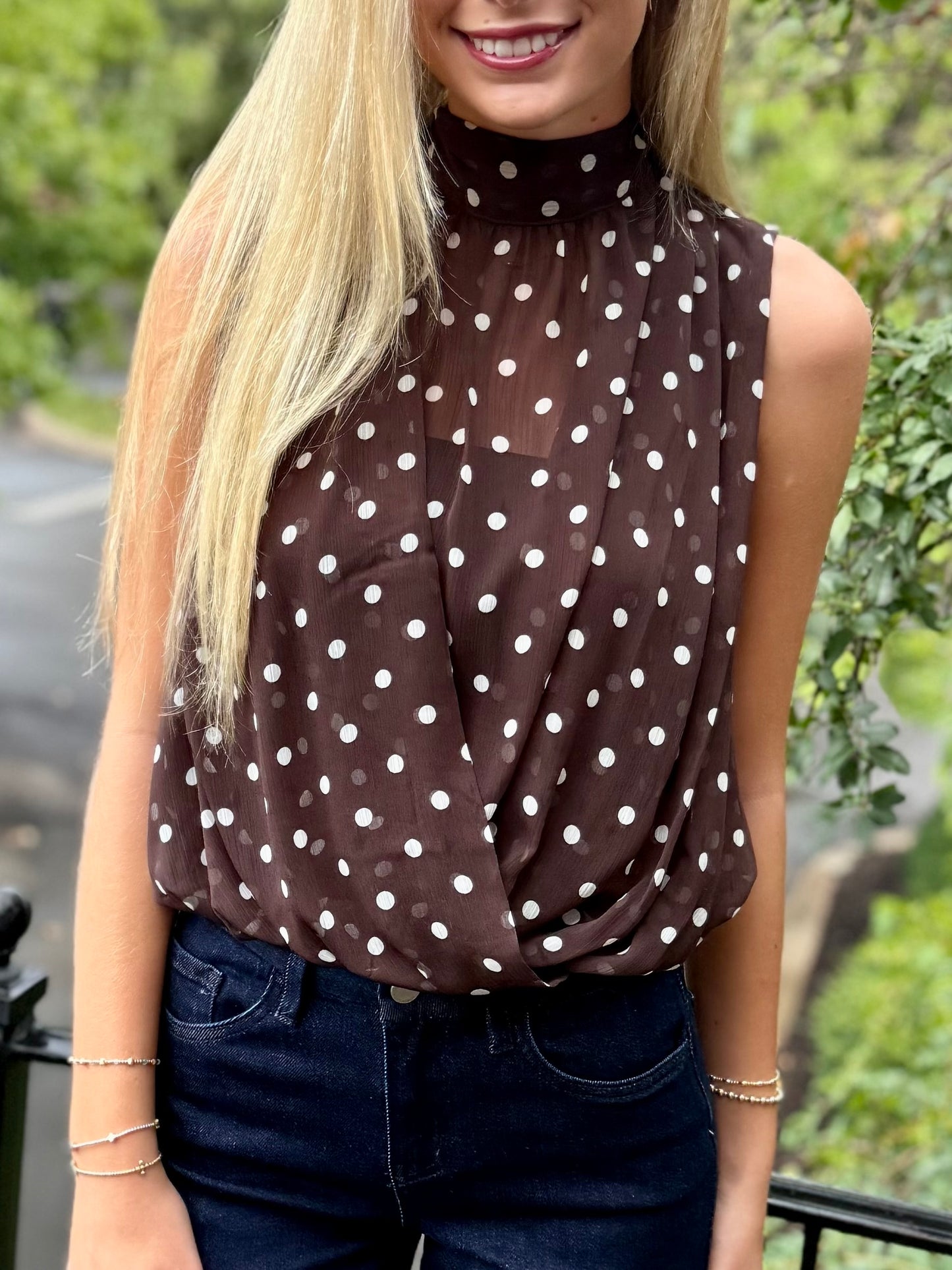 Brown Polka Dot Top