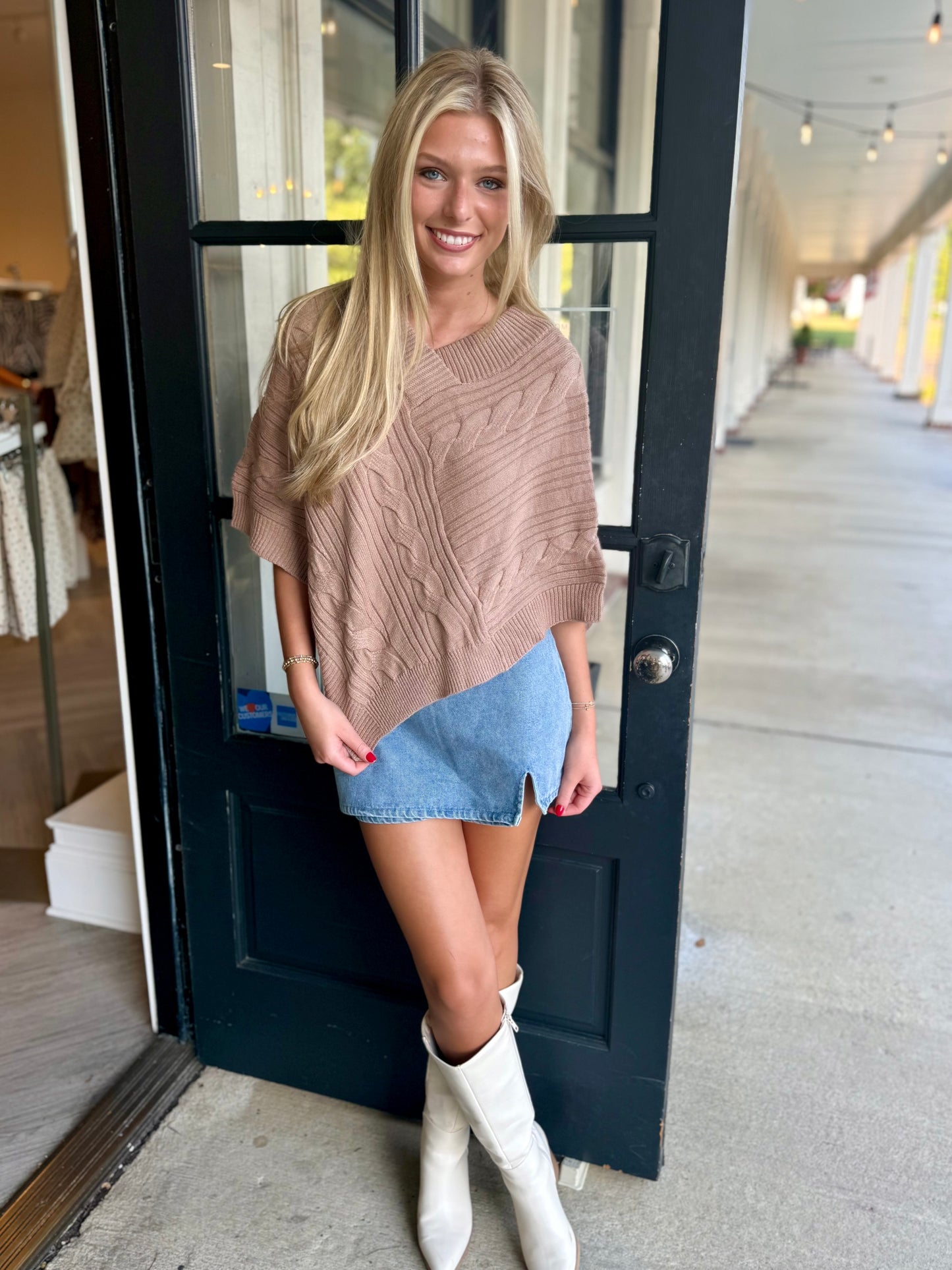 Cable Knit Sweater Poncho (2 colors)