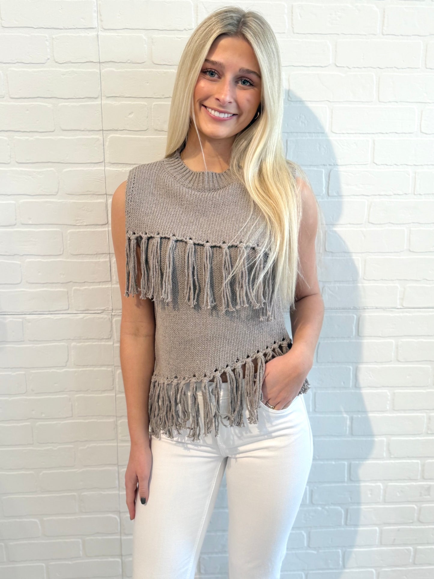 Brown Tassel Sweater Vest