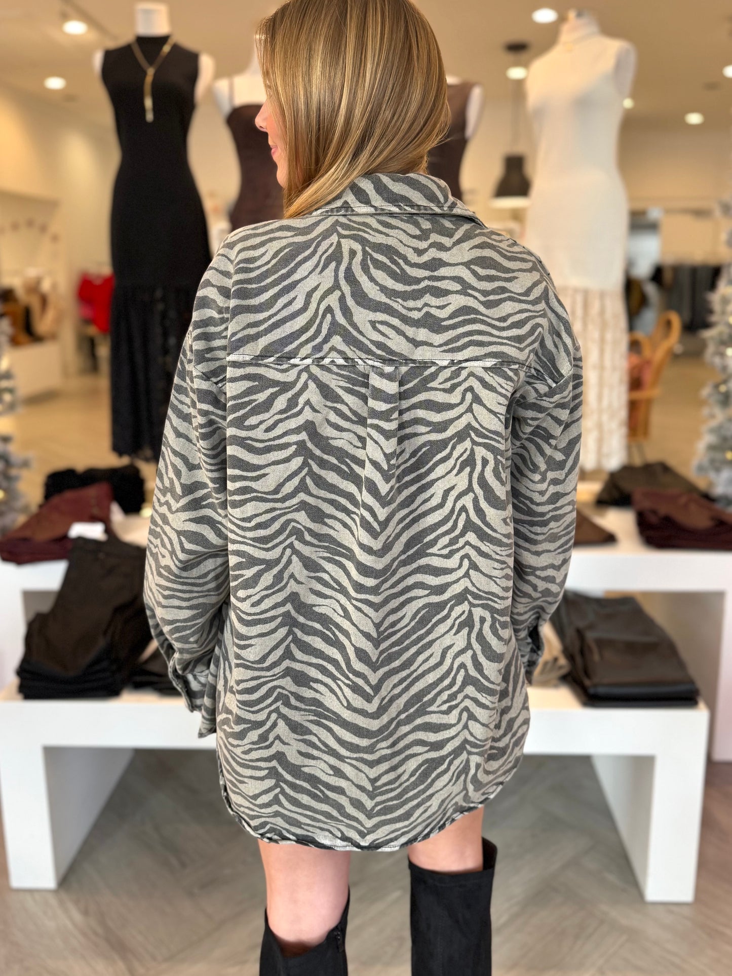 Sand Zebra Denim Mini Skirt