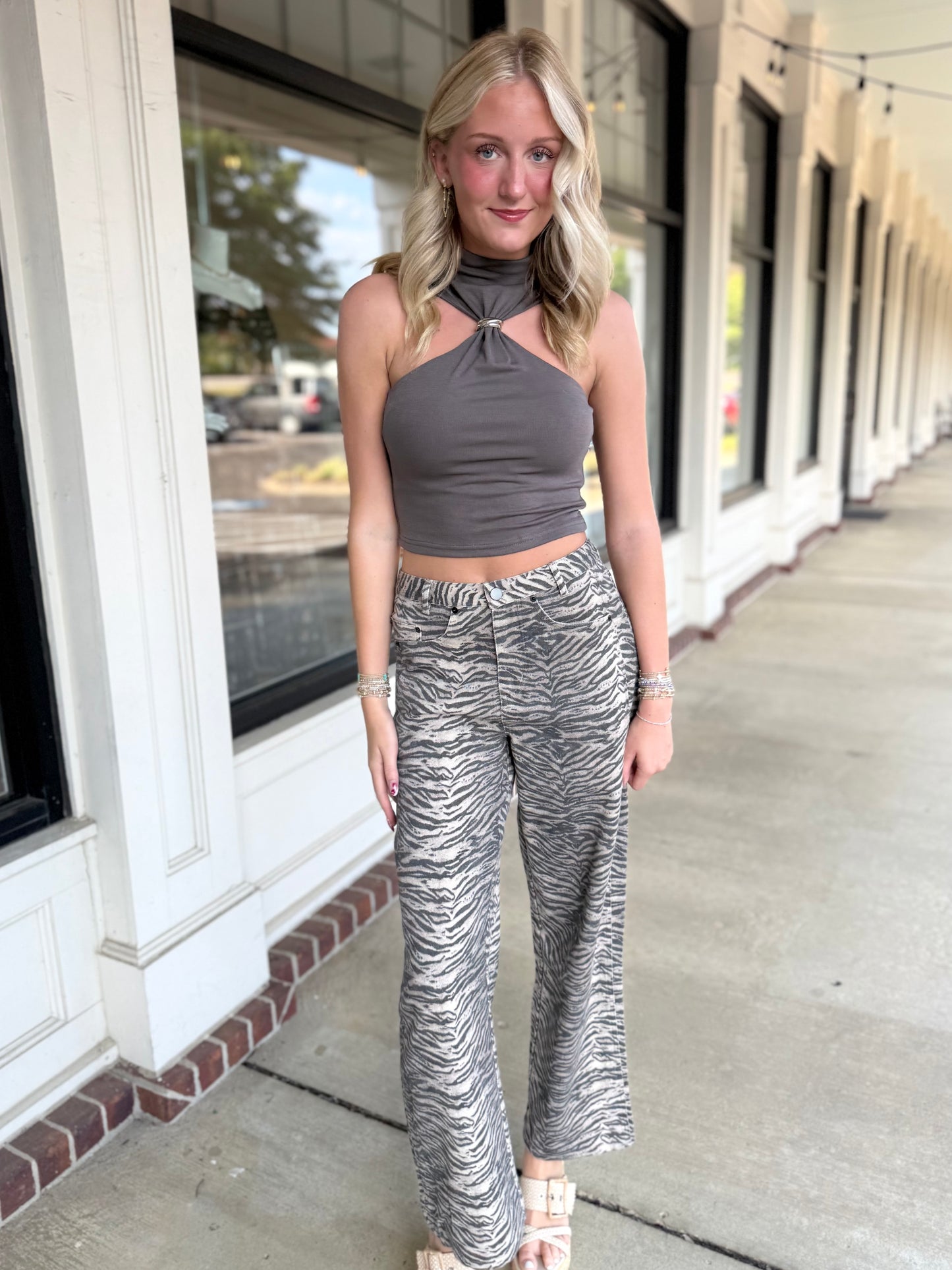 Brown Zebra Twill Pants