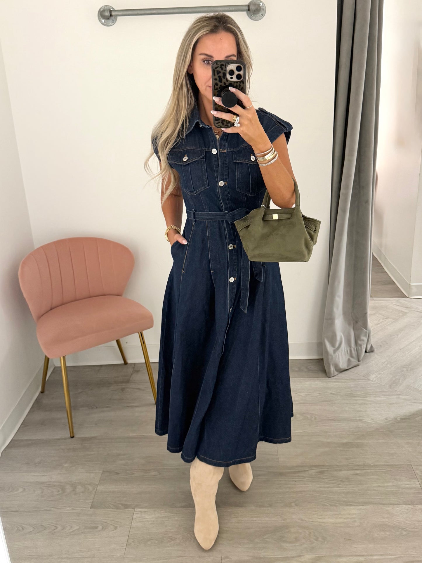 Dk. Denim S/S Belted Maxi