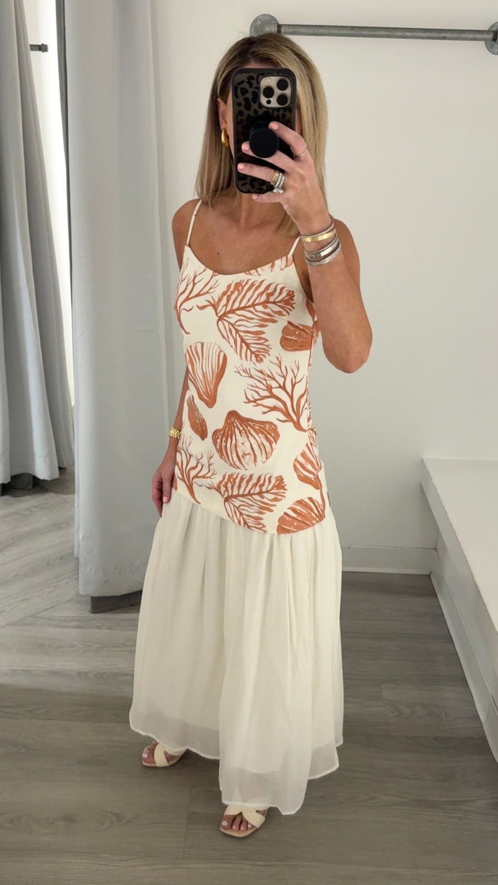 Nautical Print Spagetti Strap Midi