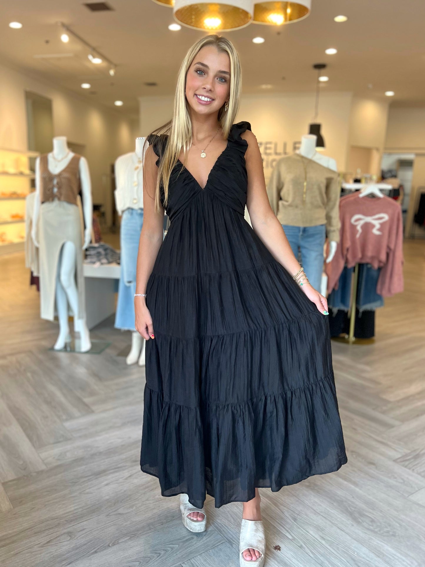 Black Tiered Sleeveless Maxi