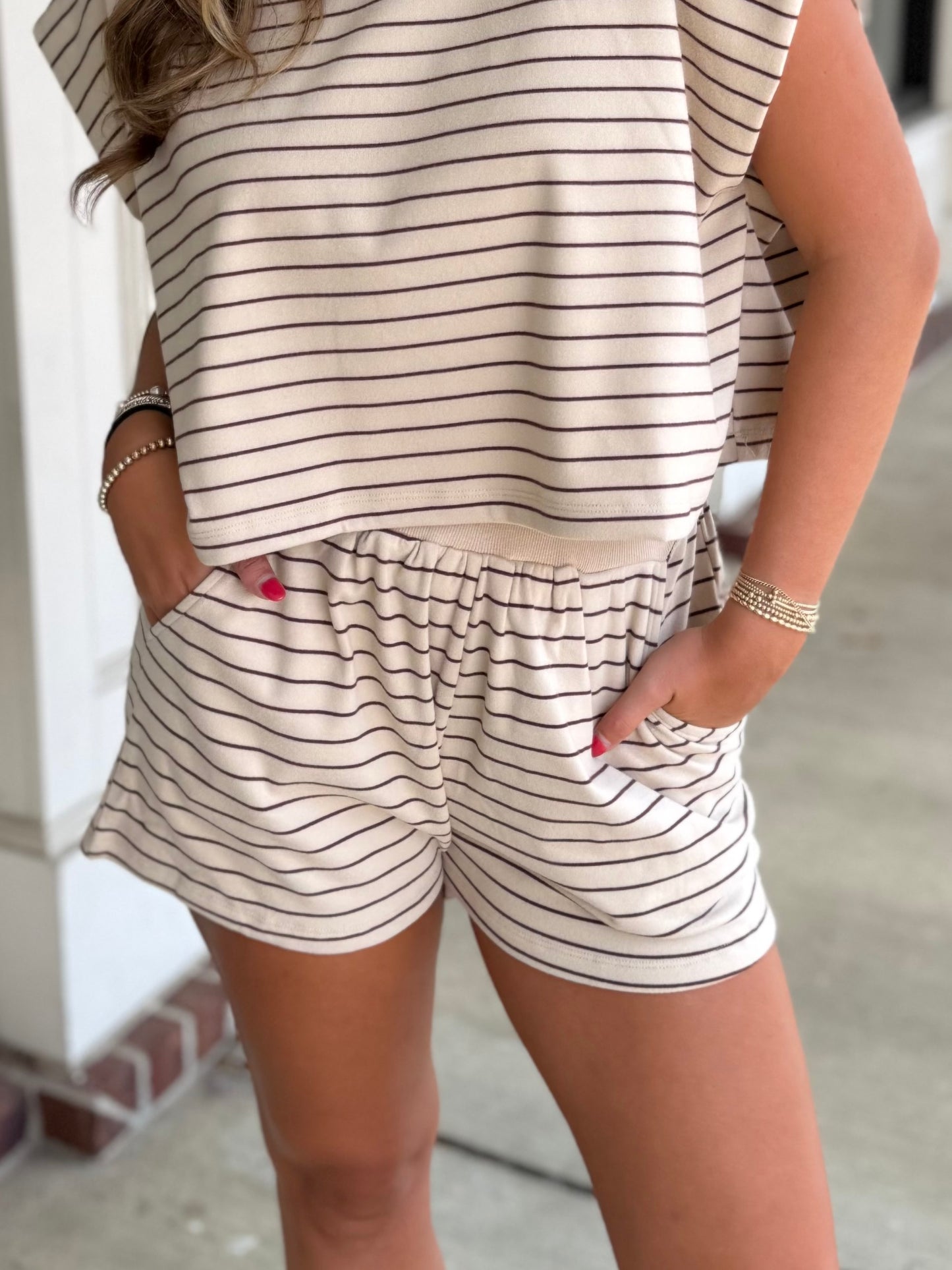 Espresso Stripe Lounge Shorts