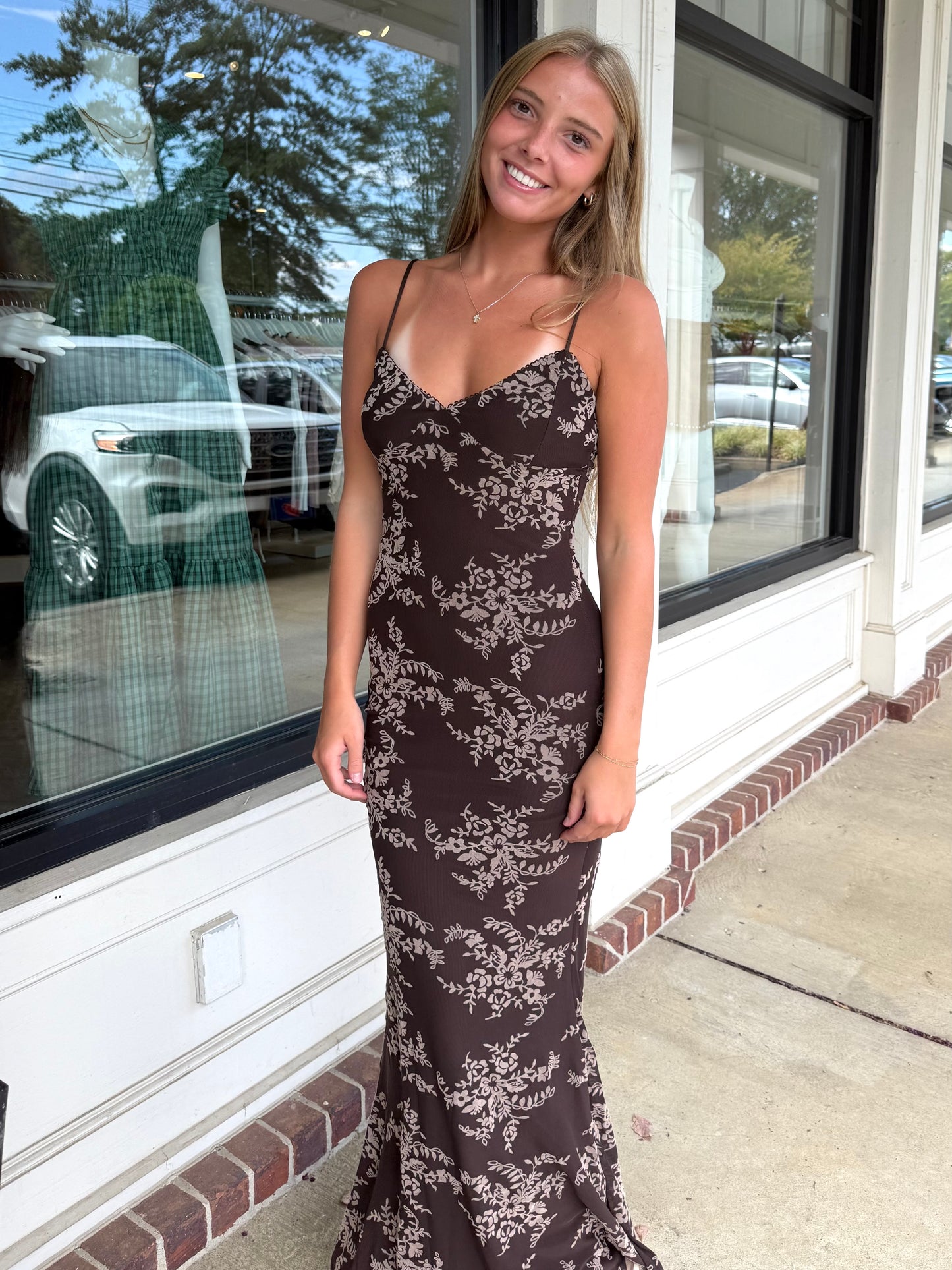 Dark Brown V-Neck Maxi