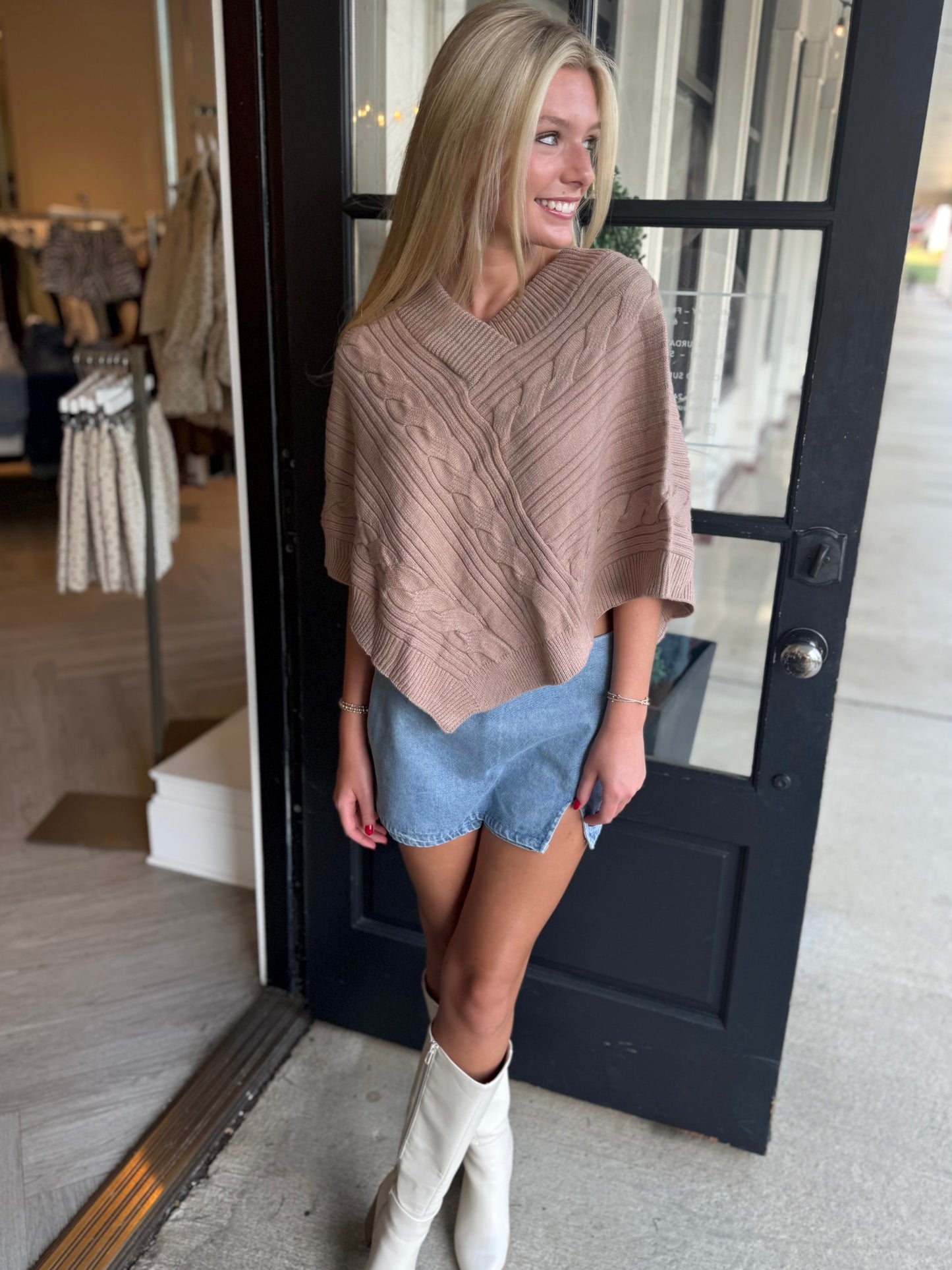 Cable Knit Sweater Poncho (2 colors)