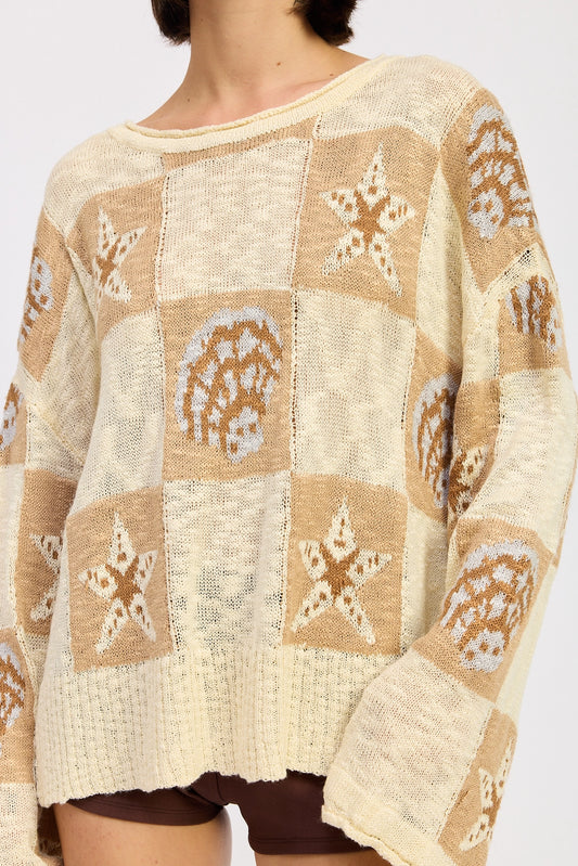 Taupe Sea Shell Block Sweater