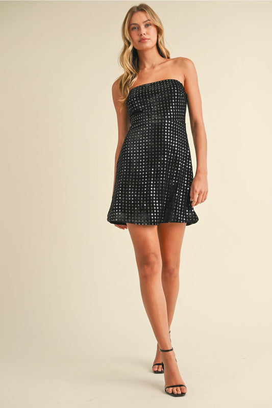 Black Velvet Sequin Mini