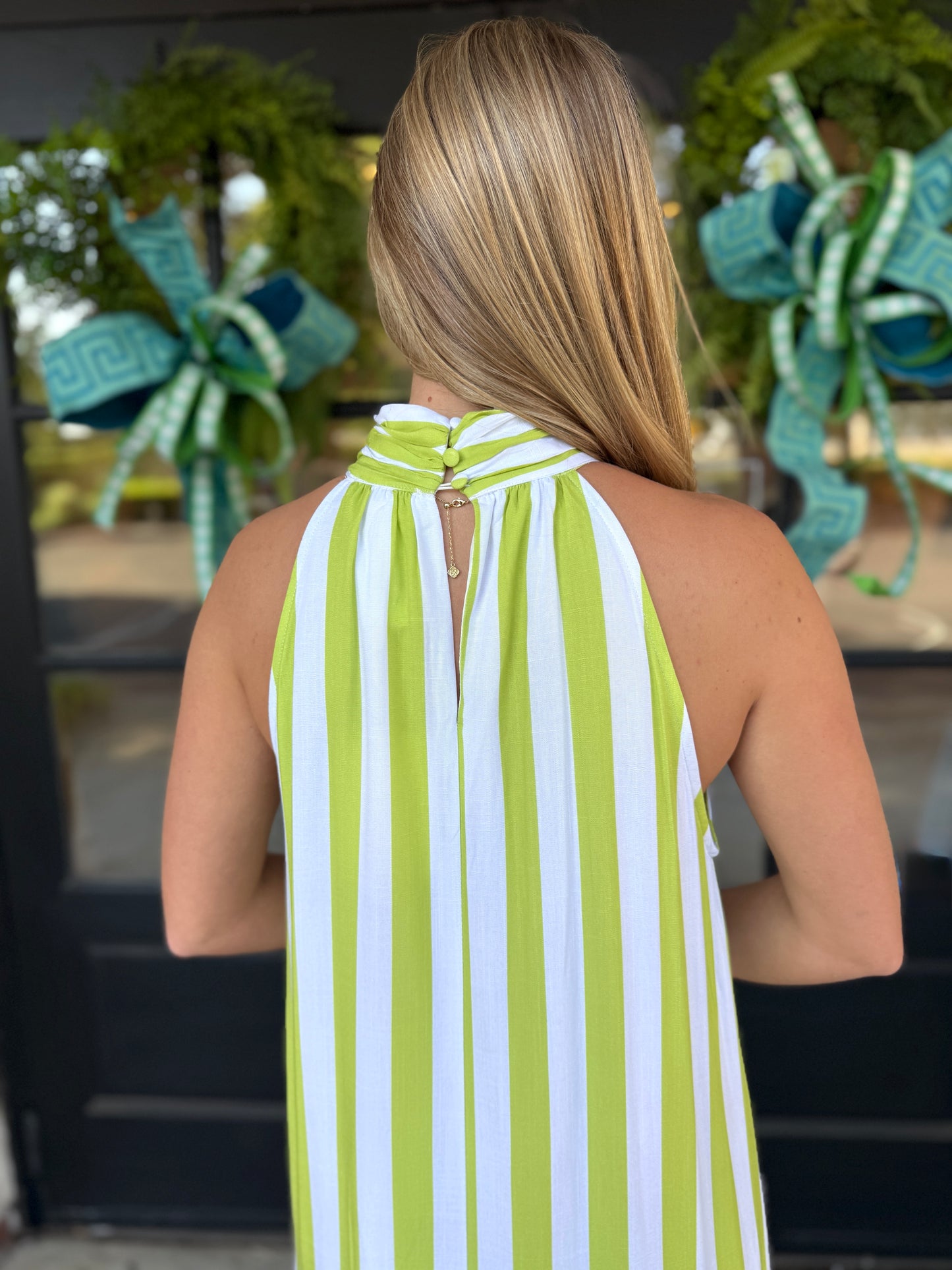 Lime Stripe Flowy Maxi