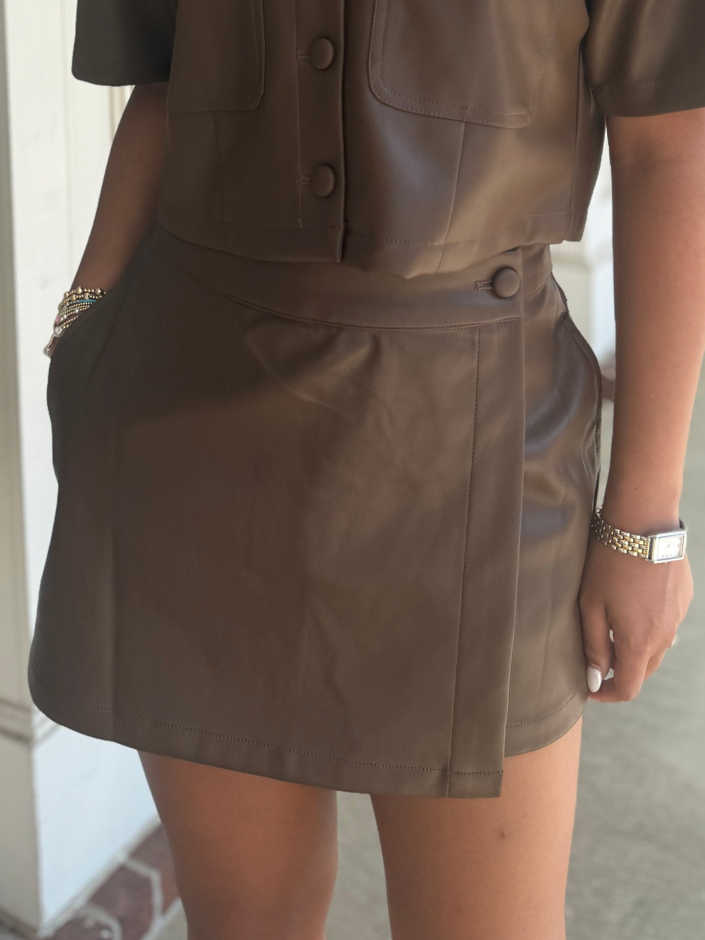 Brown Leather Skort