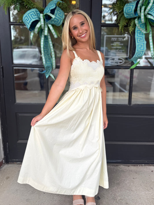 Butter Yellow Embr. Midi