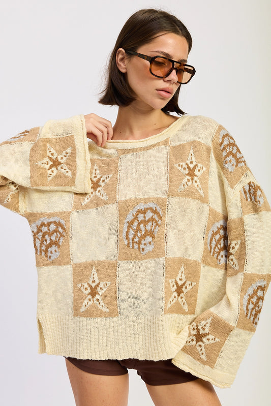 Taupe Sea Shell Block Sweater