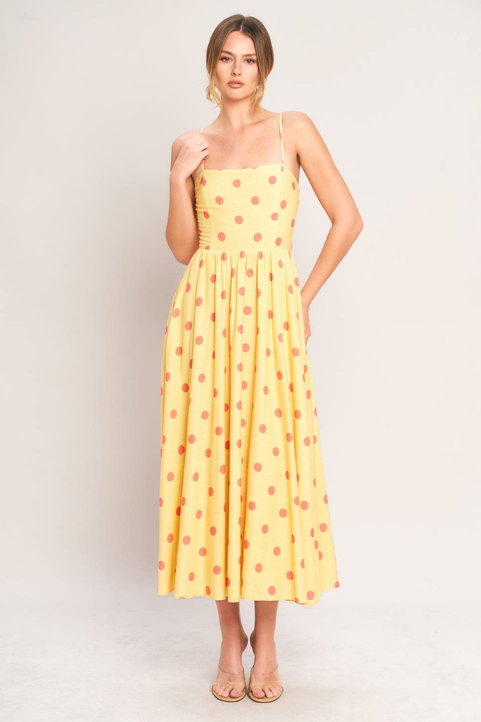 Yellow/Orange Polka Dot Midi