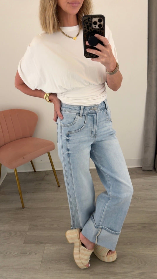 Super High Rise Cuff Wide Jean